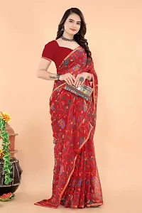 Stylish Maroon Georgette Saree With Blouse Piece For Women-thumb2