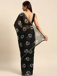 Stylish Black Chiffon Saree With Blouse Piece For Women-thumb1