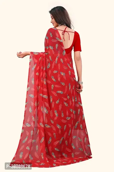 Stylish Red Georgette Saree With Blouse Piece For Women-thumb2