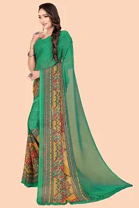 Stylish Green Chiffon Saree With Blouse Piece For Women-thumb2