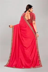 Stylish Pink Silk Blend Saree With Blouse Piece For Women-thumb1