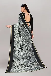 Stylish Grey Georgette Saree With Blouse Piece For Women-thumb1