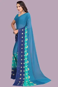 Stylish Blue Chiffon Saree With Blouse Piece For Women-thumb1