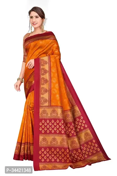 Beautiful Art Silk Printed Women Saree with Blouse Piece