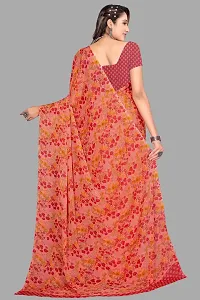 Stylish Red Chiffon Saree With Blouse Piece For Women-thumb1