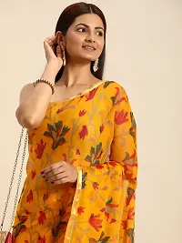 Stylish Yellow Chiffon Saree With Blouse Piece For Women-thumb3