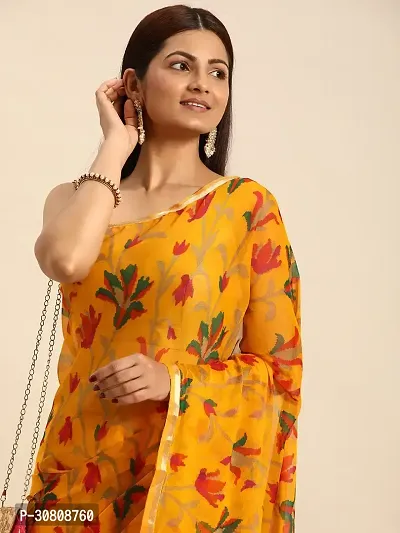 Stylish Yellow Chiffon Saree With Blouse Piece For Women-thumb4