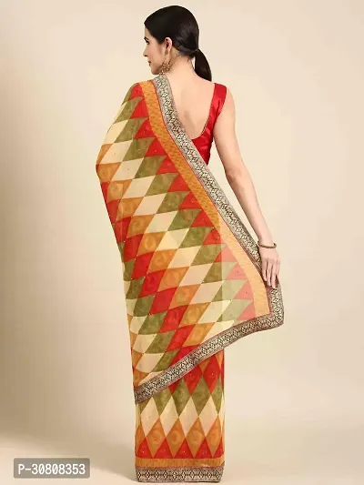 Stylish Multicoloured Georgette Saree With Blouse Piece For Women-thumb2