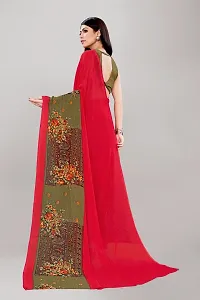 Stylish Red Georgette Saree With Blouse Piece For Women-thumb1