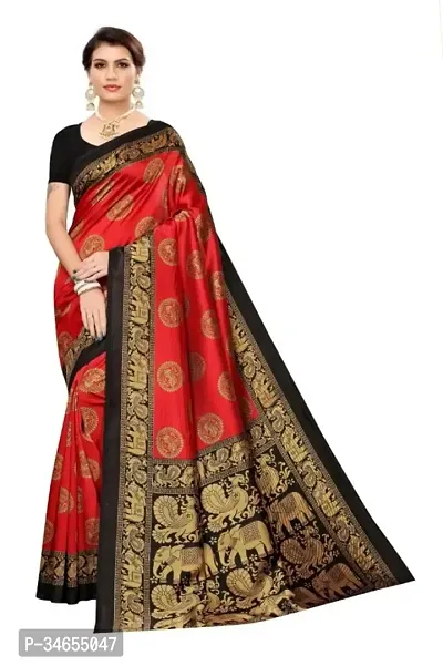 Elegant Multicoloured Art Silk Printed Saree With Blouse Piece For Women