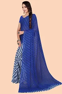 Stylish Blue Chiffon Saree With Blouse Piece For Women-thumb2