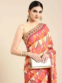 Stylish Pink Georgette Saree With Blouse Piece For Women-thumb2