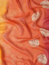 Stylish Orange Chiffon Saree With Blouse Piece For Women-thumb4