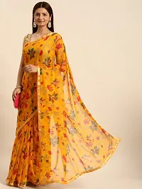 Stylish Yellow Chiffon Saree With Blouse Piece For Women-thumb2