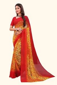 Stylish Orange Georgette Saree Without Blouse Piece For Women-thumb3