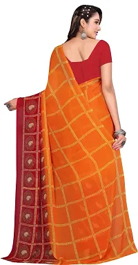 Stylish Orange Georgette Saree With Blouse Piece For Women-thumb1