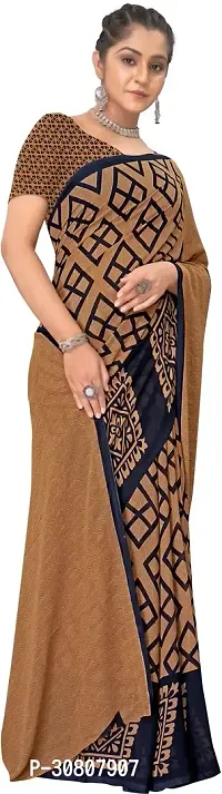 Stylish Brown Georgette Saree With Blouse Piece For Women-thumb3