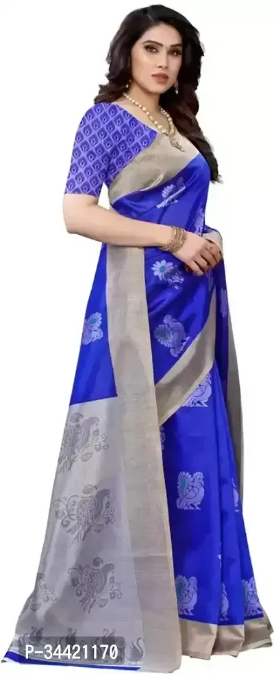 Beautiful Art Silk Printed Women Saree with Blouse Piece-thumb3