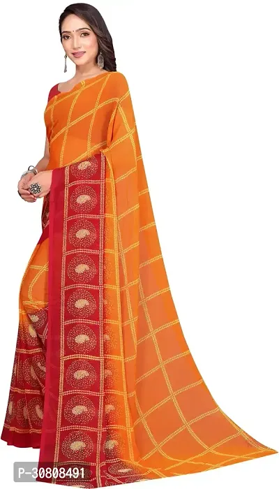 Stylish Orange Georgette Saree With Blouse Piece For Women-thumb3