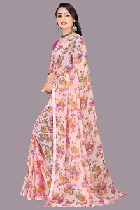 Stylish Pink Chiffon Saree With Blouse Piece For Women-thumb2