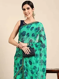 Stylish Green Georgette Saree With Blouse Piece For Women-thumb2