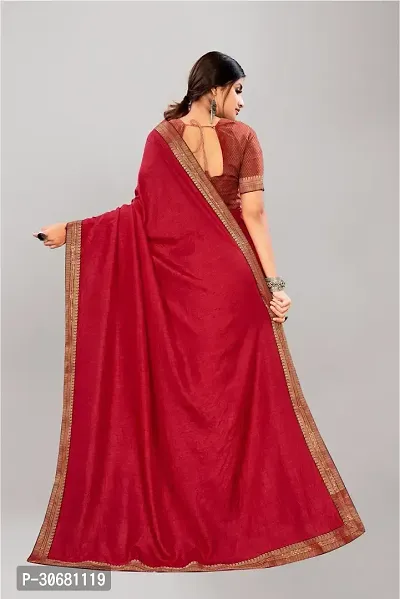 Stylish Maroon Silk Blend Saree With Blouse Piece For Women-thumb2