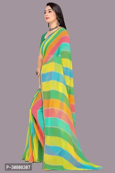 Stylish Multicoloured Chiffon Saree With Blouse Piece For Women-thumb3