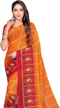 Stylish Orange Georgette Saree With Blouse Piece For Women-thumb3