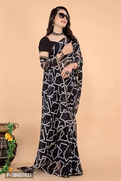 Stylish Black Georgette Saree With Blouse Piece For Women-thumb3