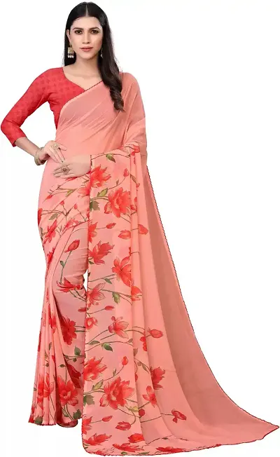 Ghan Sals Women's Georgette Designer Saree With Blouse Piece (HEENA_GREY)