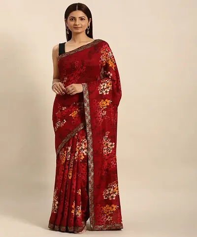 Stylish Chiffon Saree with Blouse piece For Women