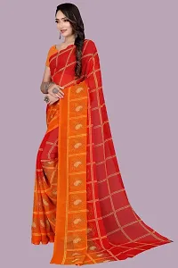 Stylish Red Chiffon Saree With Blouse Piece For Women-thumb2