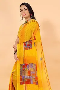 Stylish Yellow Georgette Saree Without Blouse Piece For Women-thumb2