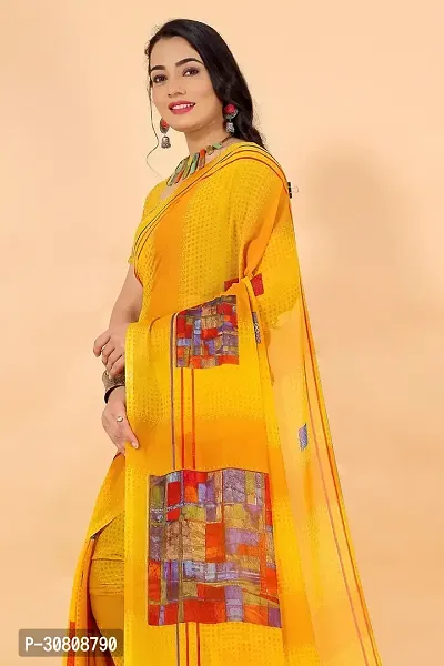 Stylish Yellow Georgette Saree Without Blouse Piece For Women-thumb3