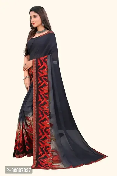 Stylish Blue Georgette Saree With Blouse Piece For Women-thumb3