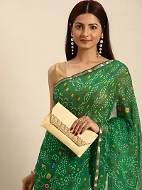 Stylish Green Chiffon Saree With Blouse Piece For Women-thumb4