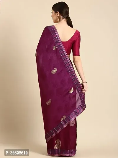 Stylish Purple Chiffon Saree With Blouse Piece For Women-thumb2