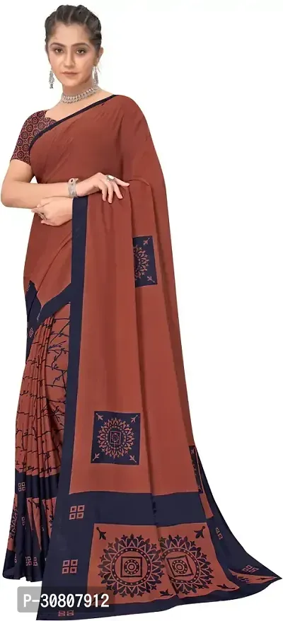 Stylish Brown Georgette Saree With Blouse Piece For Women-thumb4