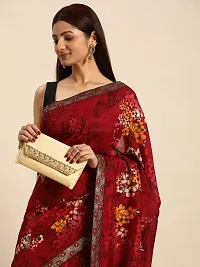 Stylish Maroon Chiffon Saree With Blouse Piece For Women-thumb4