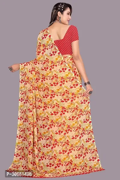 Stylish Peach Chiffon Saree With Blouse Piece For Women-thumb2