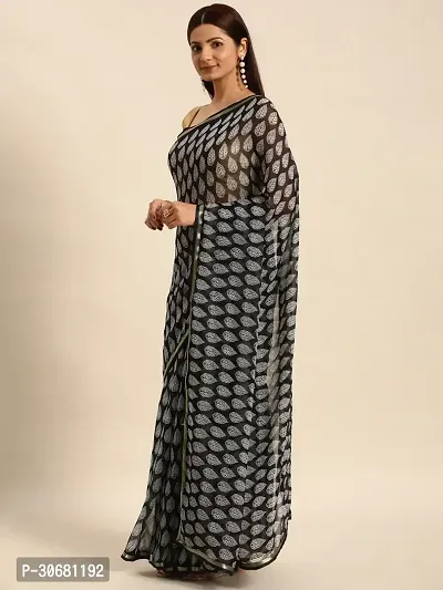 Stylish Grey Chiffon Saree With Blouse Piece For Women-thumb3