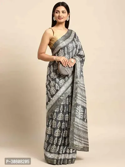 Stylish Grey Georgette Saree With Blouse Piece For Women-thumb0