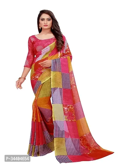 Stylish Georgette Printed Saree with Blouse piece For Women Pack Of 2-thumb2