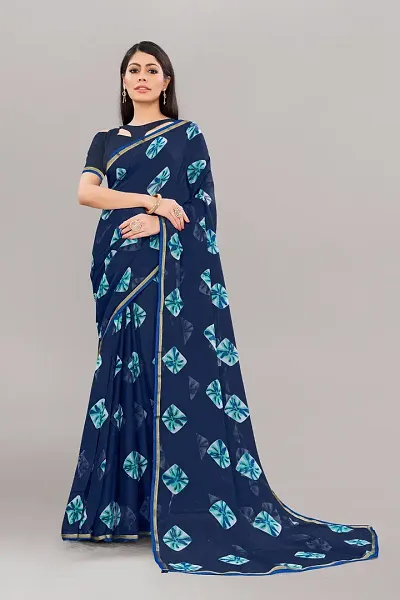 WOMANS GEORGETTE SAREE WITH BLOUSE PIECE