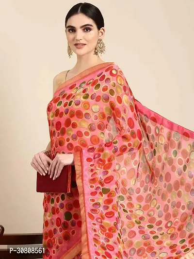 Stylish Pink Georgette Saree With Blouse Piece For Women-thumb3