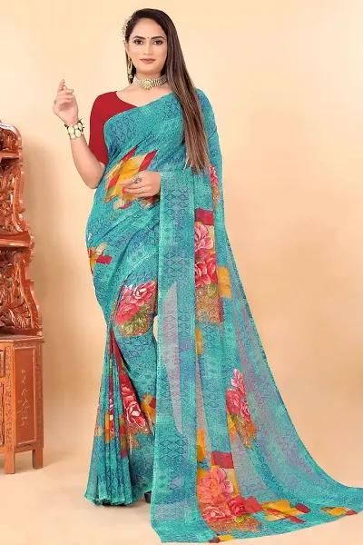 Stylish Women Chiffon Saree with Blouse piece