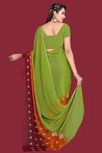 Stylish Green Chiffon Saree With Blouse Piece For Women-thumb1