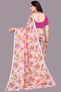 Stylish Pink Chiffon Saree With Blouse Piece For Women-thumb1