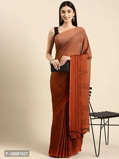 Stylish Brown Georgette Saree With Blouse Piece For Women-thumb0