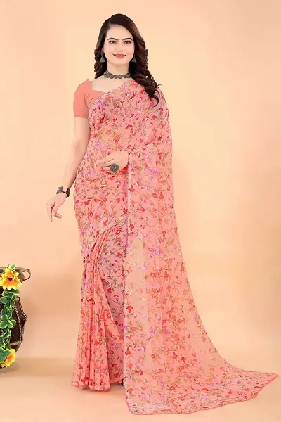 Elegant Chiffon Bollywood Saree with Blouse piece